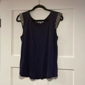 Jennifer Lopez beaded navy blue top